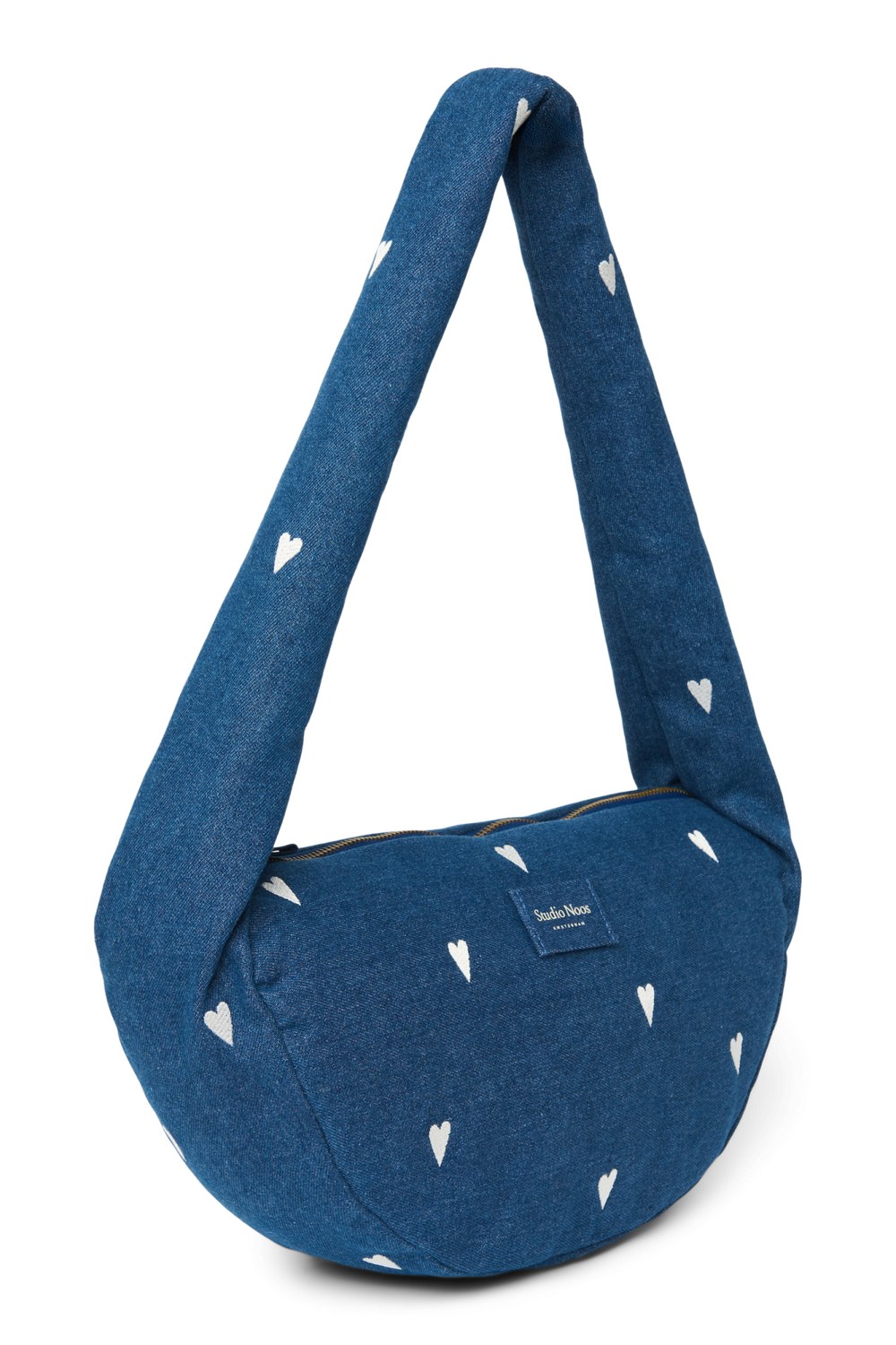 Denim Mini Cross Body Bag | Dark Blue White Hearts