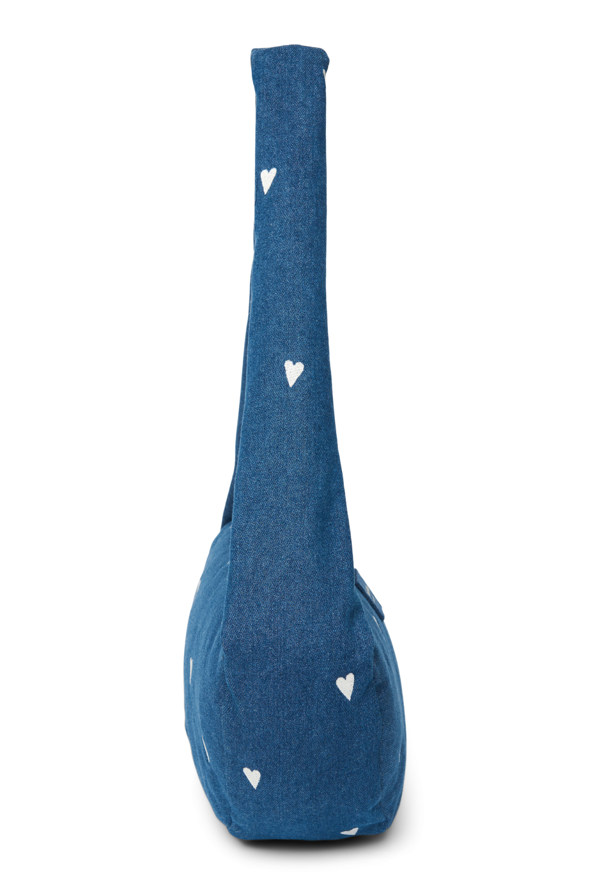 Denim Mini Cross Body Bag | Dark Blue White Hearts