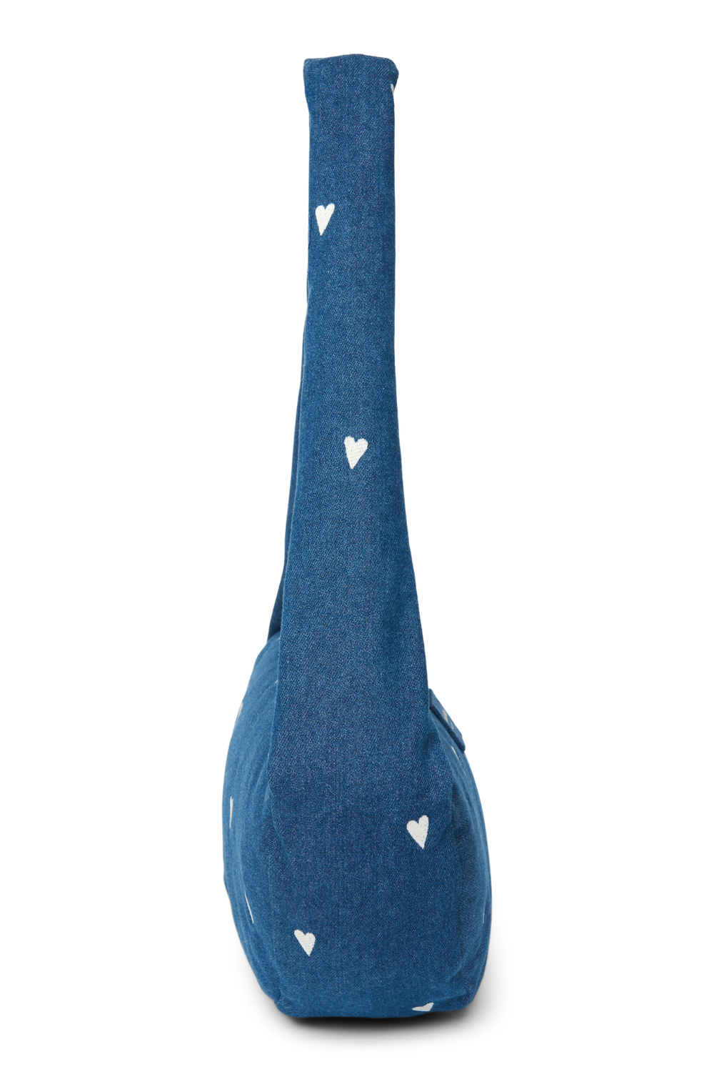 Denim Mini Cross Body Bag | Dark Blue White Hearts