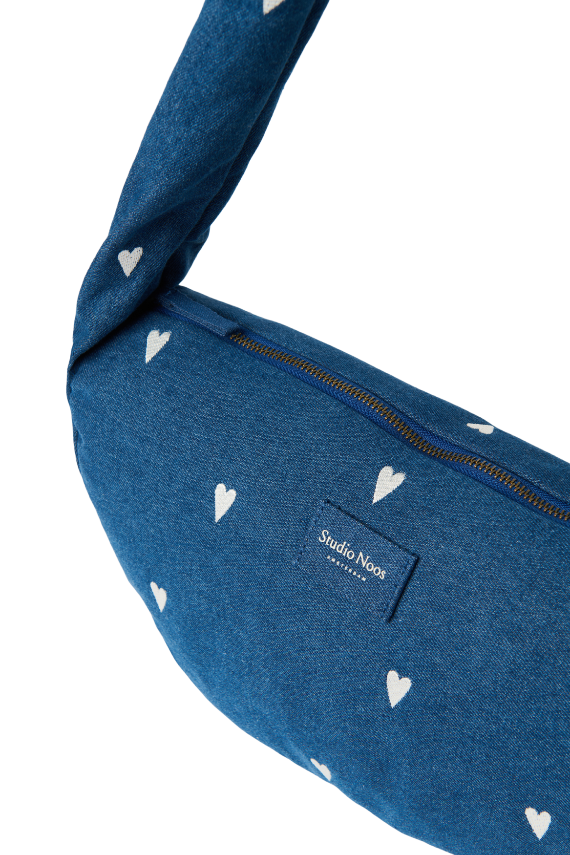 Denim Mini Cross Body Bag | Dark Blue White Hearts