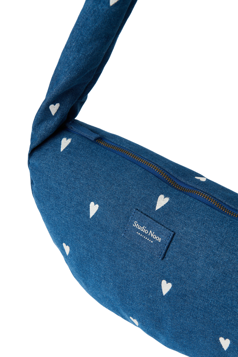 Denim Mini Cross Body Bag | Dark Blue White Hearts