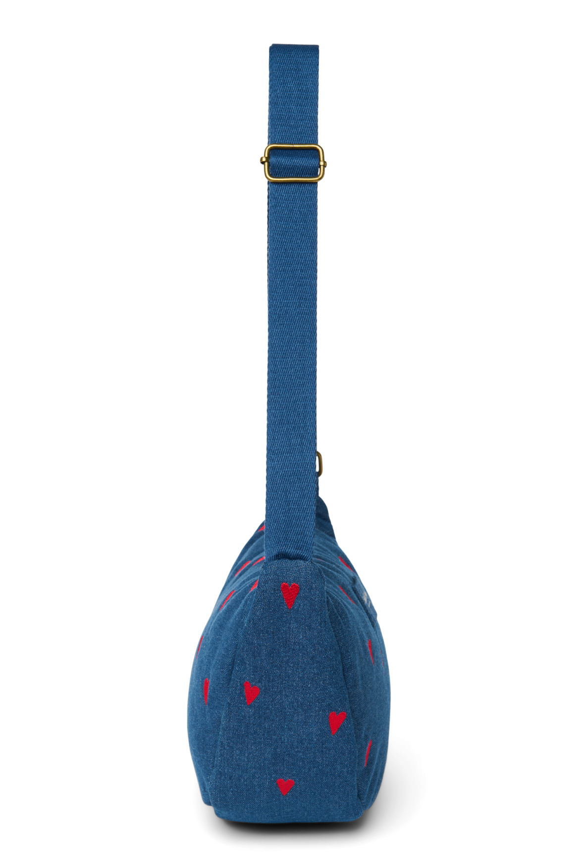 Denim Sac Banane Adulte | Bleu Foncé Cœurs Rouges