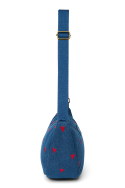 Denim Sac Banane Adulte | Bleu Foncé Cœurs Rouges