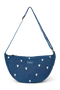 Denim Adult Fanny Pack | Dark Blue White Hearts