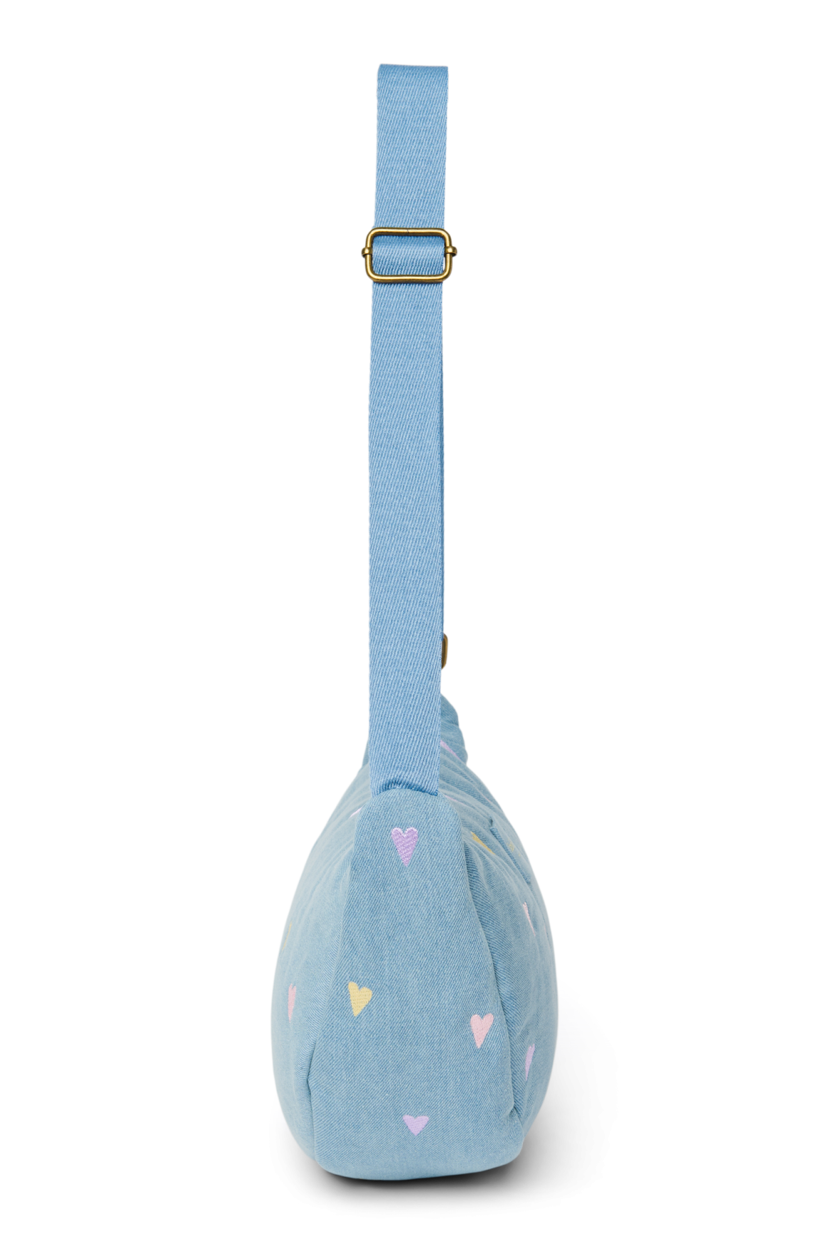Denim Adult Fanny Pack | Light Blue Hearts