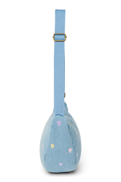 Denim Adult Fanny Pack | Light Blue Hearts