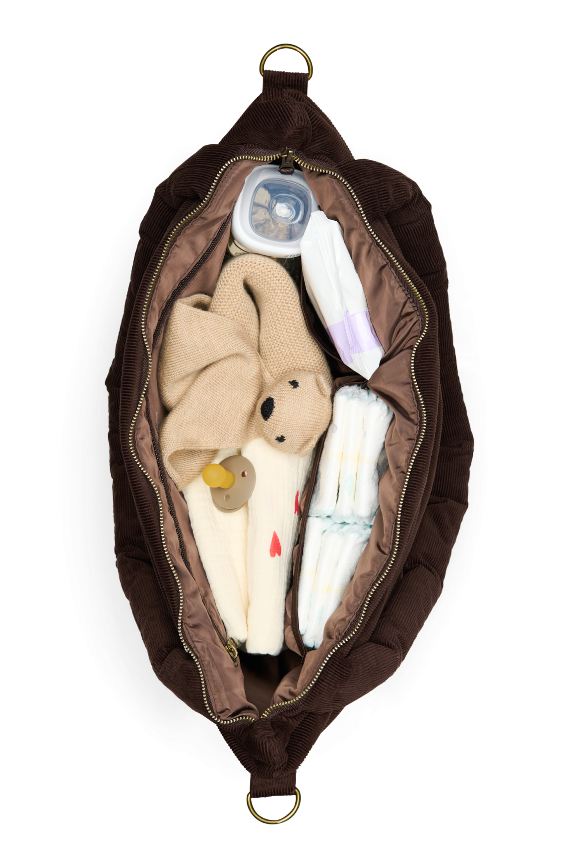 Rib Puffy Diaper Bag | Dark Brown