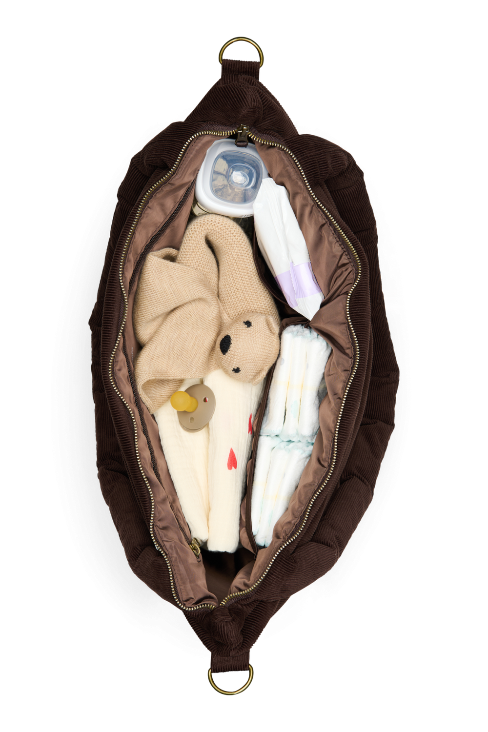 Rib Puffy Diaper Bag | Dark Brown