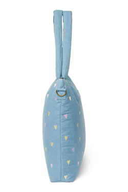 Denim Diaper Bag | Light Blue Hearts