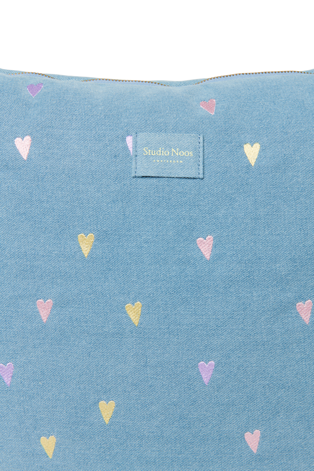 Denim Diaper Bag | Light Blue Hearts