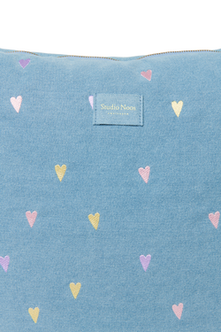 Denim Diaper Bag | Light Blue Hearts