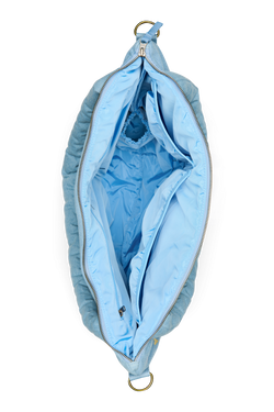 Denim Diaper Bag | Light Blue Hearts