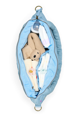 Denim Diaper Bag | Light Blue Hearts