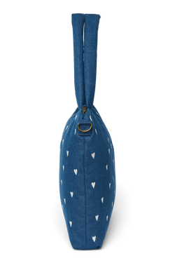 Denim Diaper Bag | Dark Blue White Hearts
