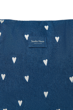 Denim Diaper Bag | Dark Blue White Hearts