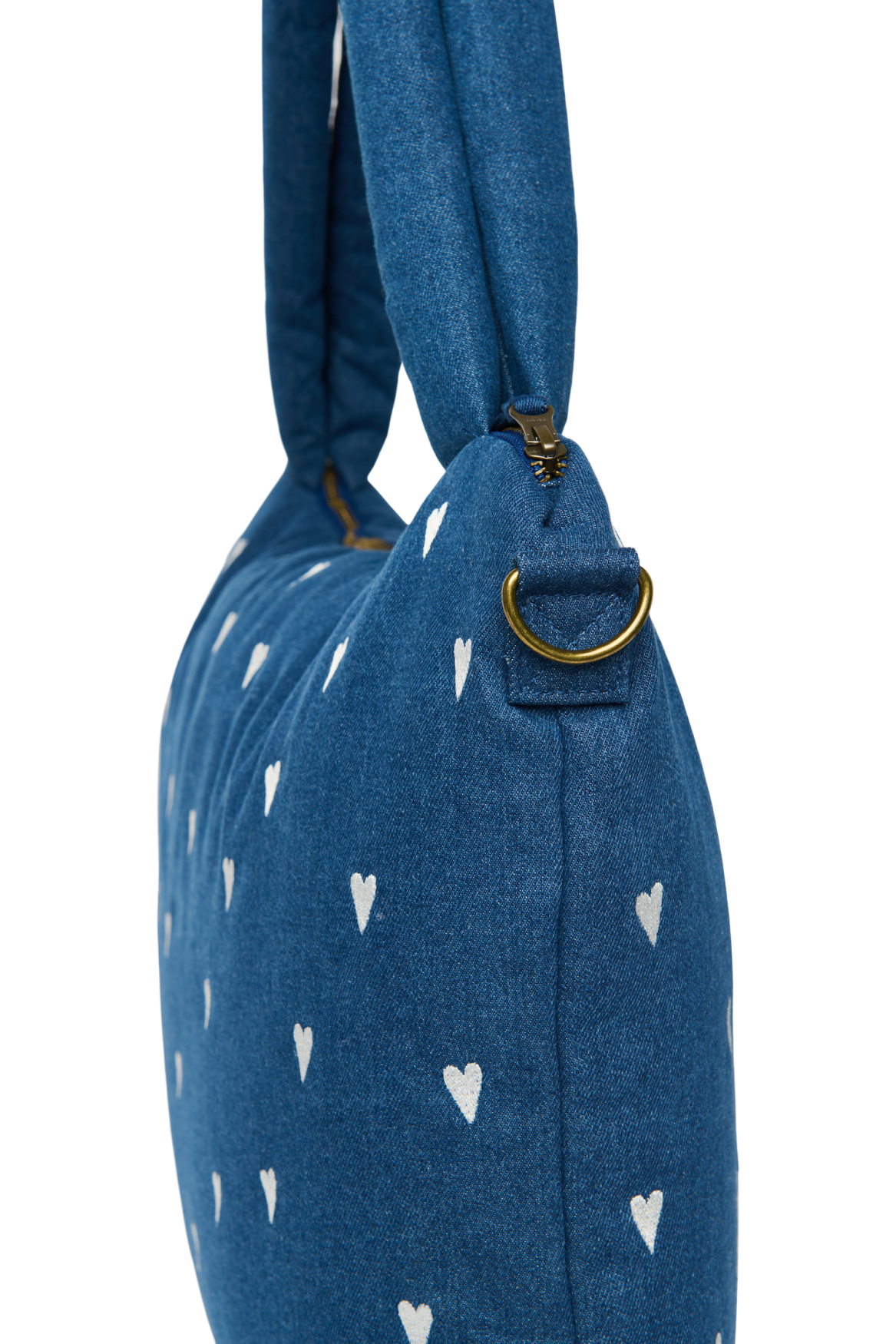 Denim Diaper Bag | Dark Blue White Hearts