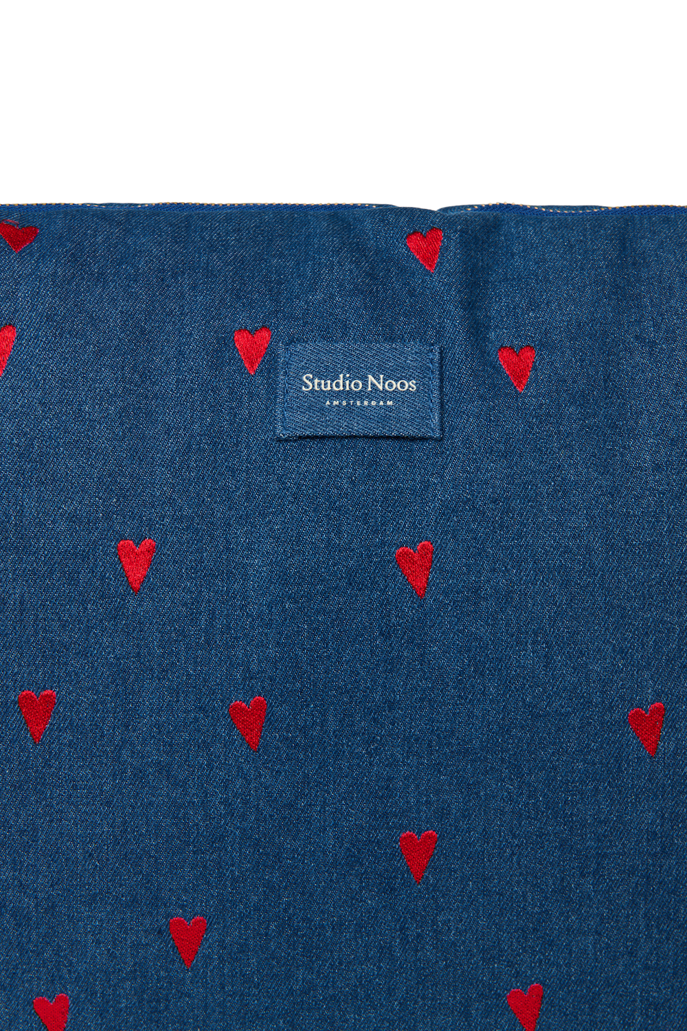 Denim Diaper Bag | Dark Blue Red Hearts