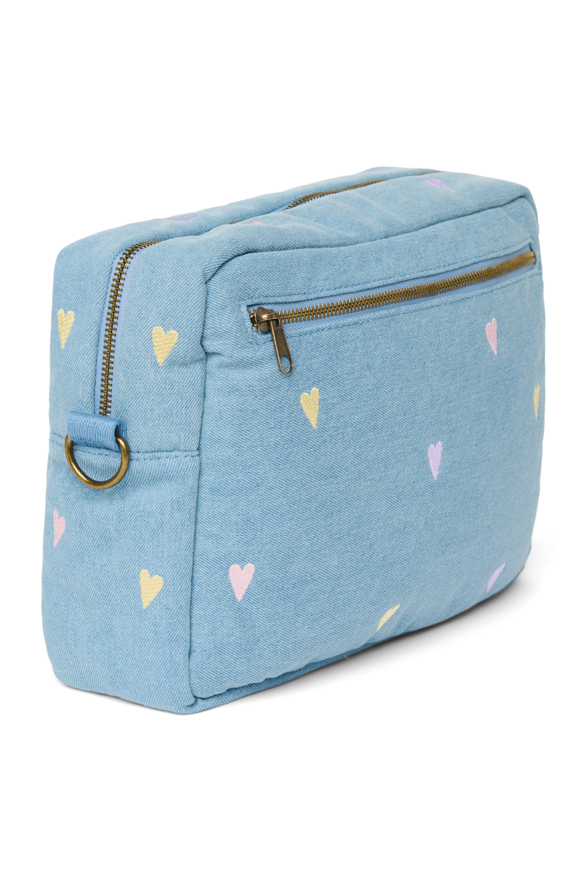 Denim Stroller Organizer | Light Blue Hearts