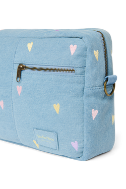 Denim Stroller Organizer | Light Blue Hearts