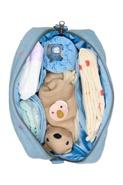 Denim Stroller Organizer | Light Blue Hearts
