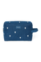 Denim Toiletry Bag | Dark Blue White Hearts