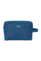 Denim Toiletry Bag | Dark Blue Red Hearts