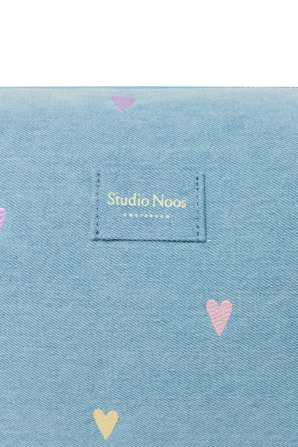 Denim Toiletry Bag | Light Blue Hearts