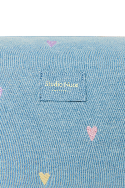 Denim Toiletry Bag | Light Blue Hearts