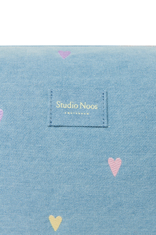 Denim Toiletry Bag | Light Blue Hearts