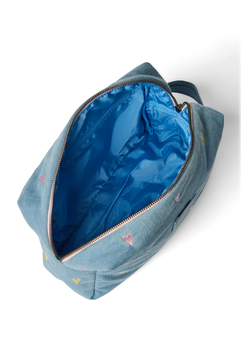 Denim Toiletry Bag | Light Blue Hearts