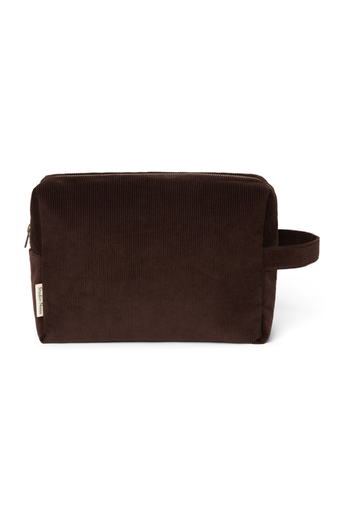 Rib Puffy Toiletry Bag | Dark Brown