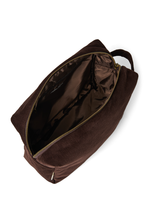 Rib Puffy Toiletry Bag | Dark Brown