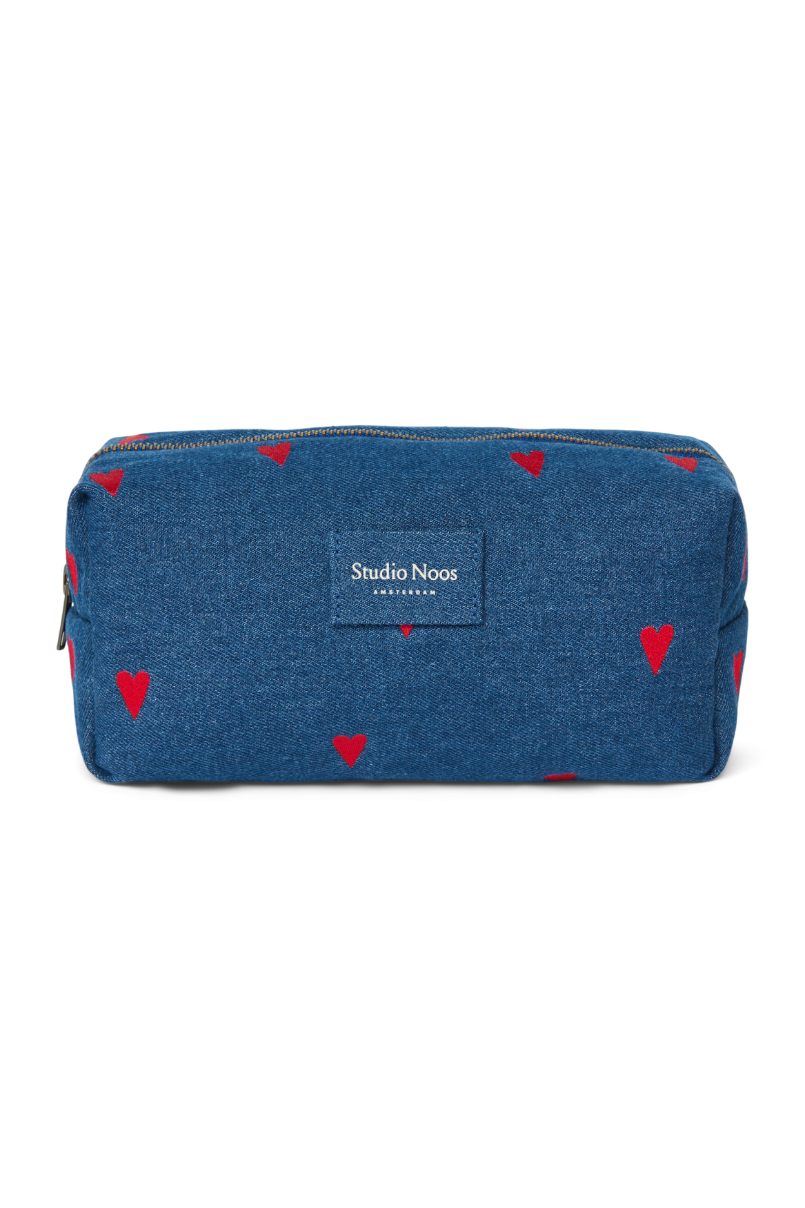 Denim Pouch | Dark Blue Red Hearts