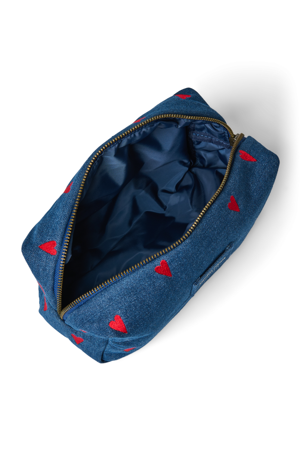 Denim Pouch | Dark Blue Red Hearts
