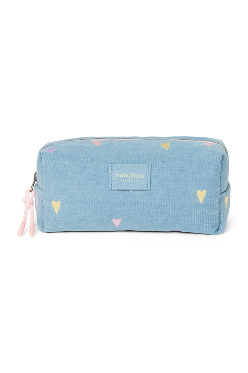 Denim Pouch | Light Blue Hearts