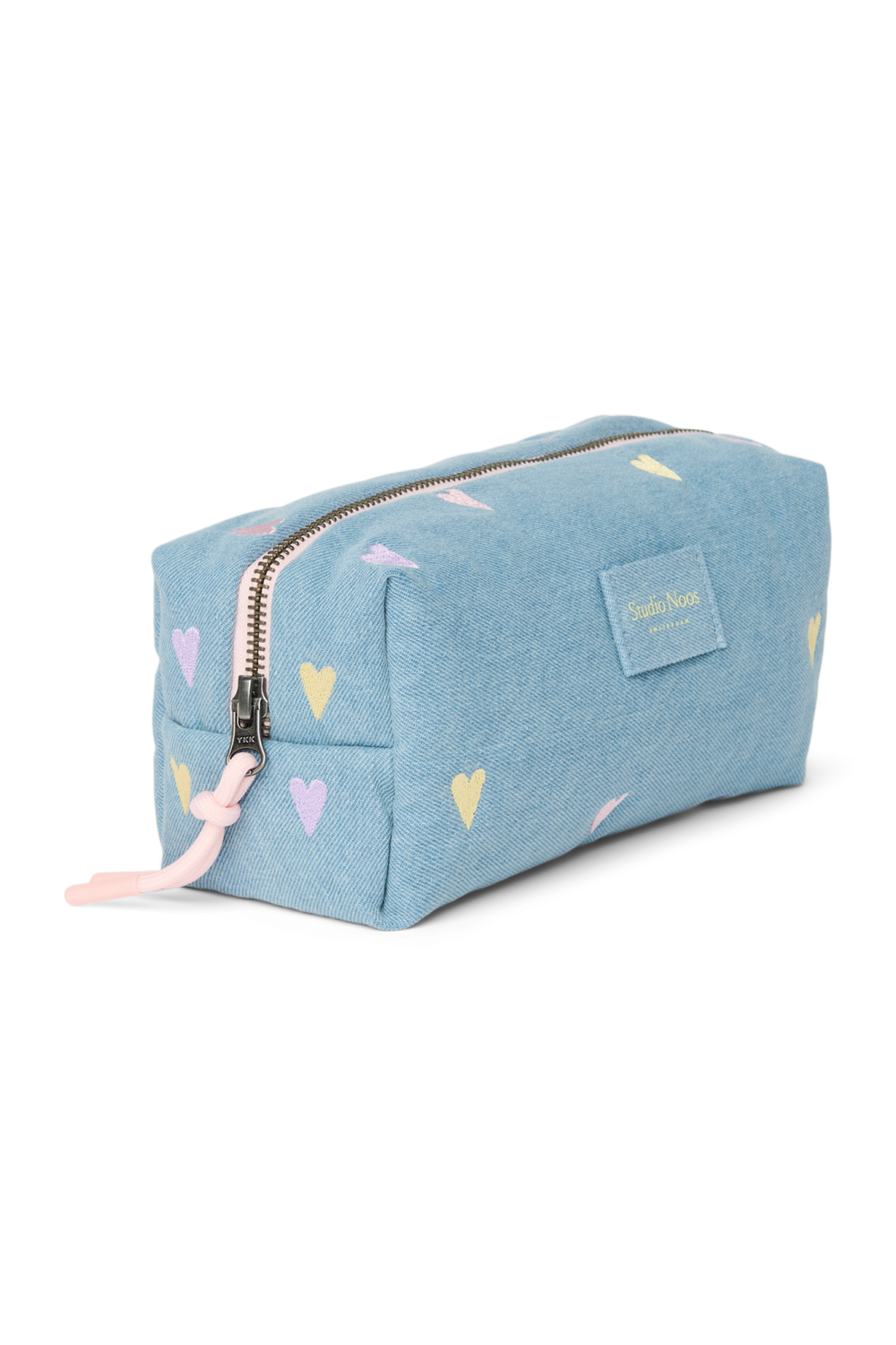 Denim Pouch | Light Blue Hearts