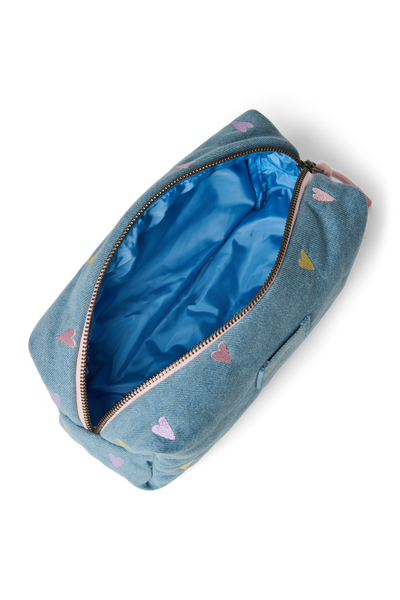 Denim Pouch | Light Blue Hearts