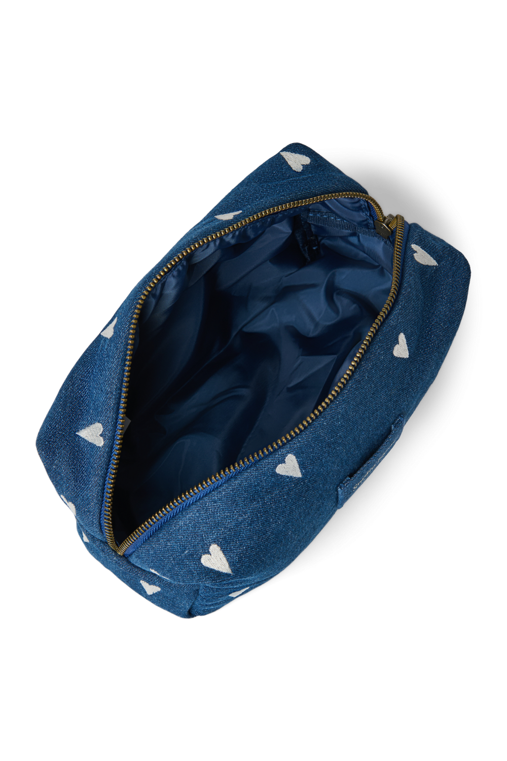Denim Pouch | Dark Blue White Hearts