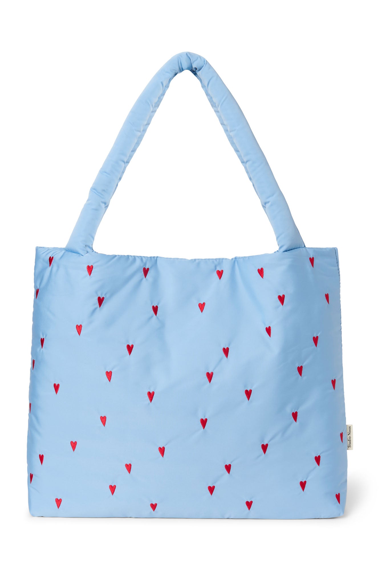 Bleu clair à cœurs matelassé Mom Bag