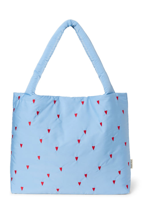 Lichtblauwe Hearts Puffy Mom Bag