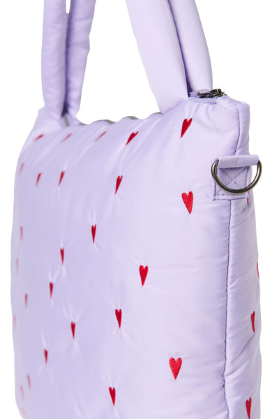 Puffy Diaper Bag | Purple Hearts