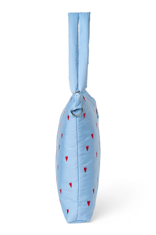 Puffy Diaper Bag | Light Blue Hearts