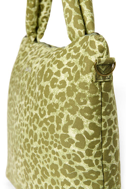 Cotton Diaper Bag | Green Leopard