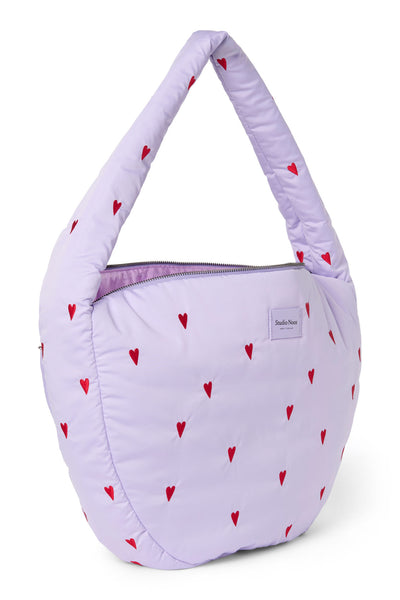 Puffy Cross Body Bag | Purple Hearts