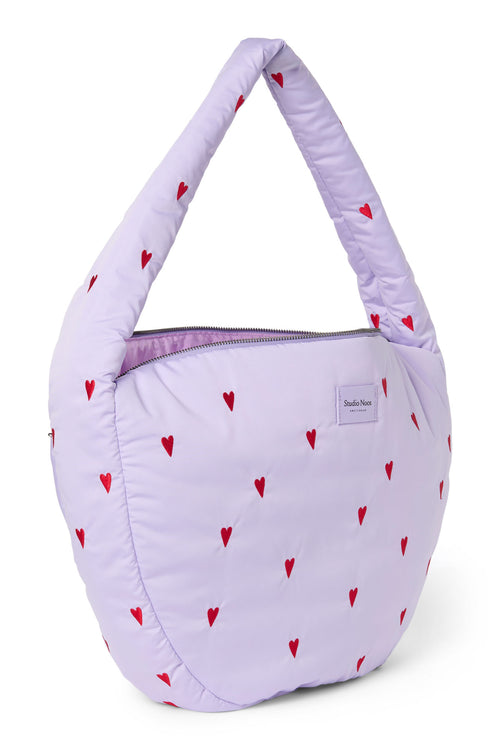 Paarse Hearts Puffy Crossbody Tas