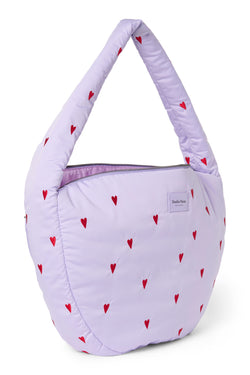 Paarse Hearts Puffy Crossbody Tas