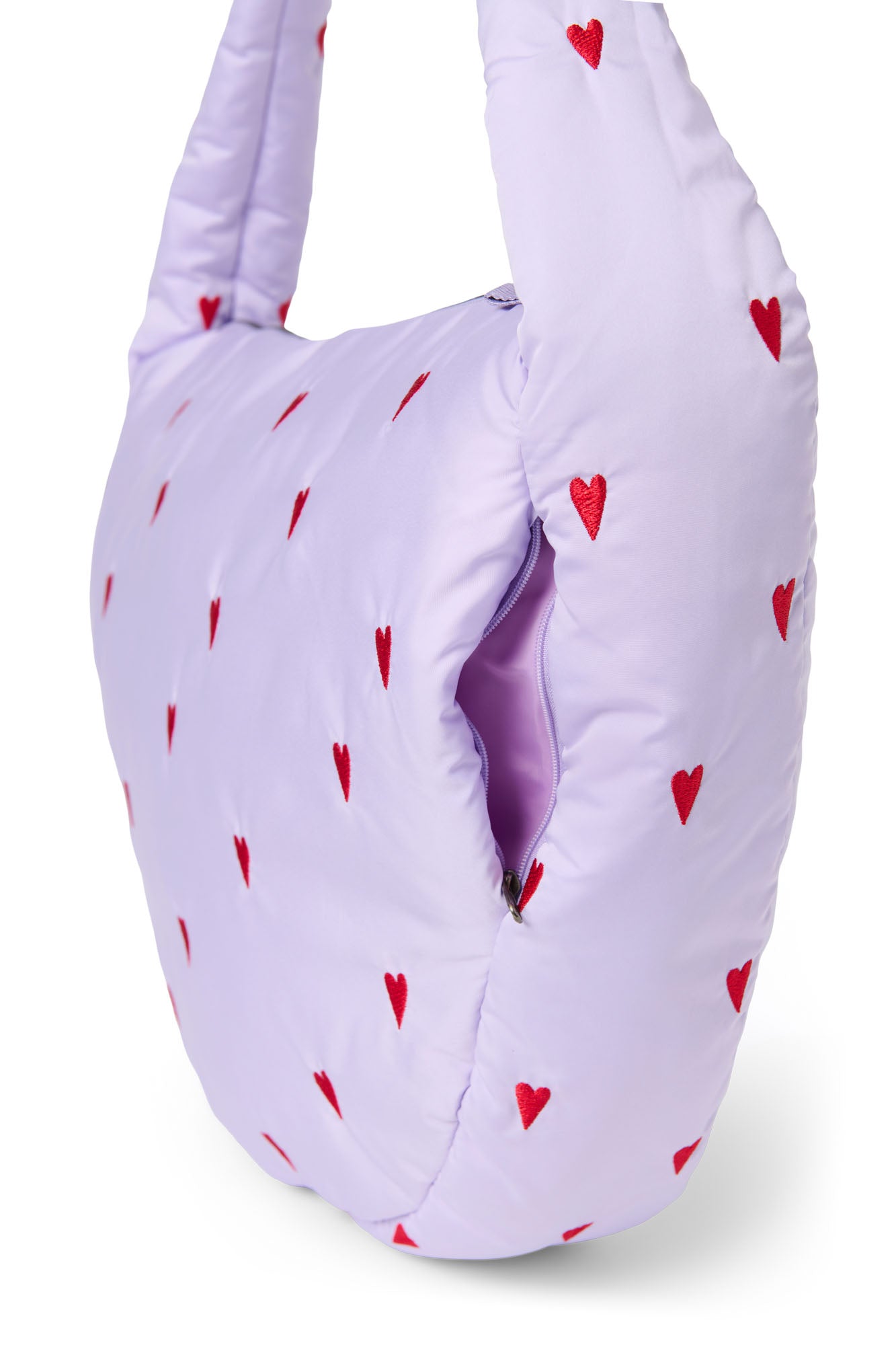 Paarse Hearts Puffy Crossbody Tas
