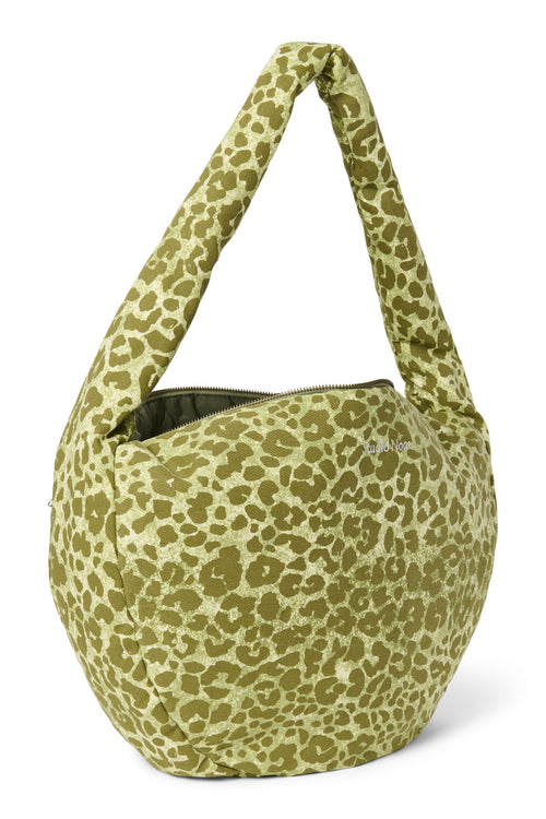 Cotton Cross Body Bag | Green Leopard