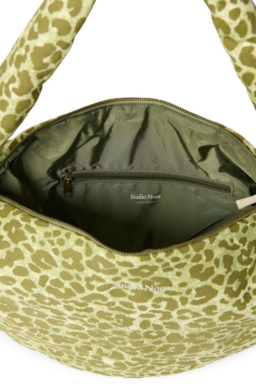 Cotton Cross Body Bag | Green Leopard