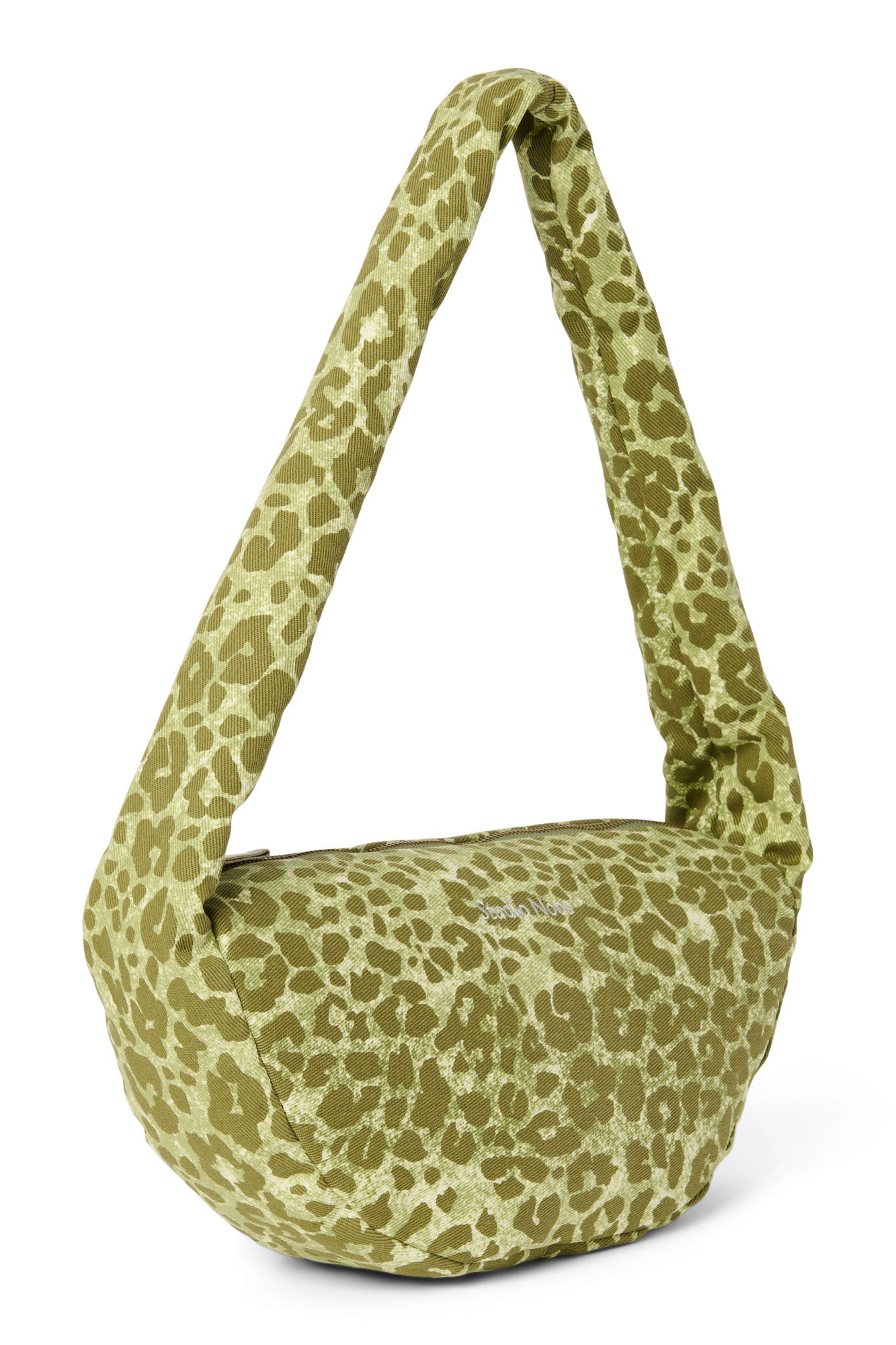 Cotton Mini Cross Body Bag | Green Leopard